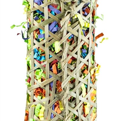 Back zoo nature parakeet woven bamboo pouch