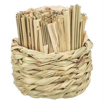 Trixie mand gras met hooi / maisbladeren / houten stokjes