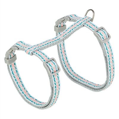Trixie kattentuigje met riem retro motief grijs / blauw