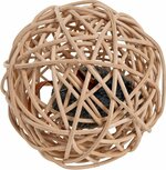 Flamingo Kattenspeelgoed Wilgenbal Met Geluidschip - Beige - 10 cm Flamingo Kattenspeelgoed Wilgenbal Met Geluidschip - Beige - 10 cm